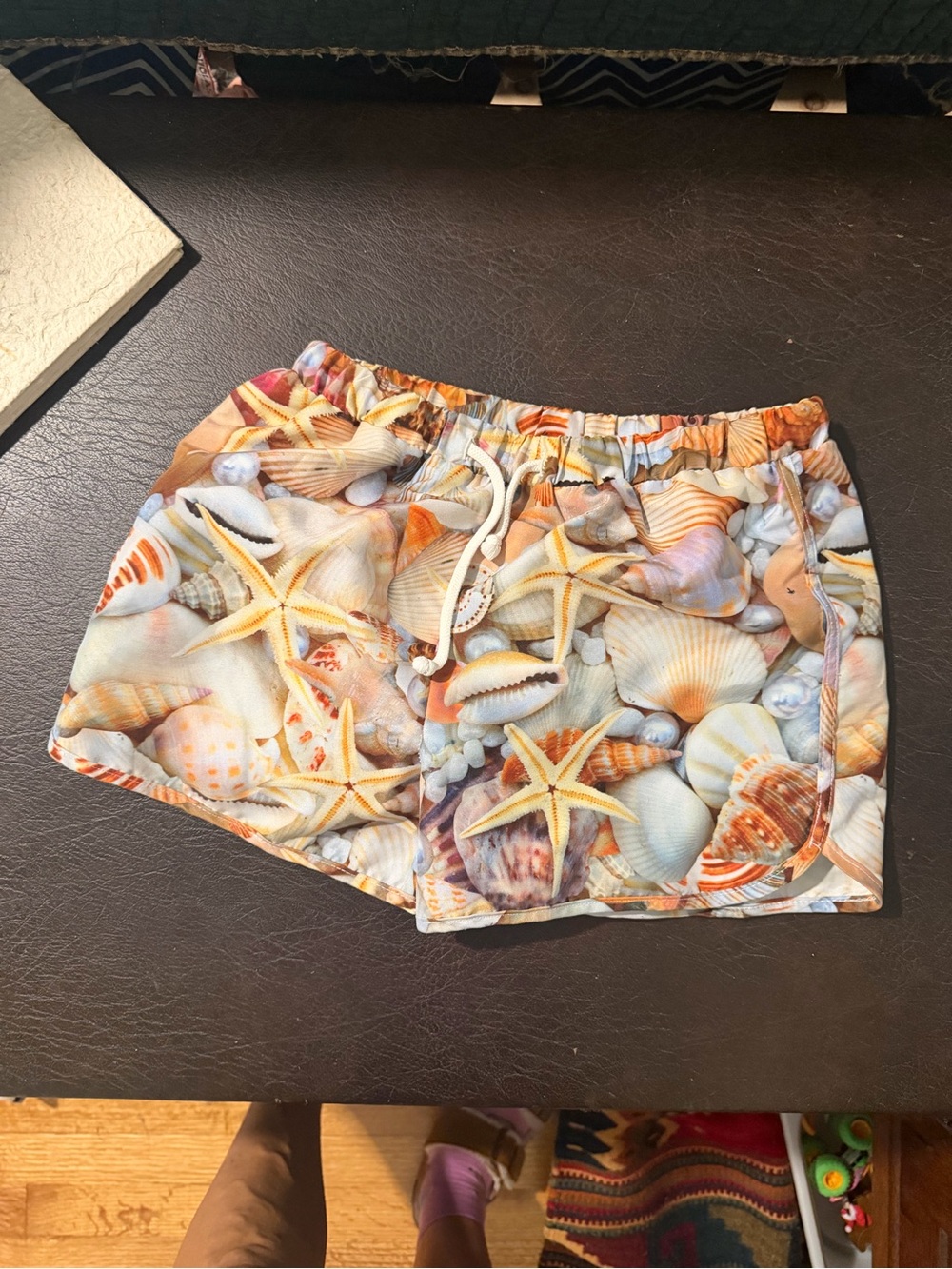 Romey loves lulu Seashell Print Elastic Waist Beach swim trunks Shorts